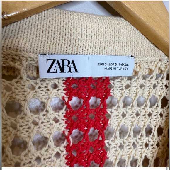 Zara SET - Red & Cream Striped Crochet / Knit Cardigan - Picture 7 of 7